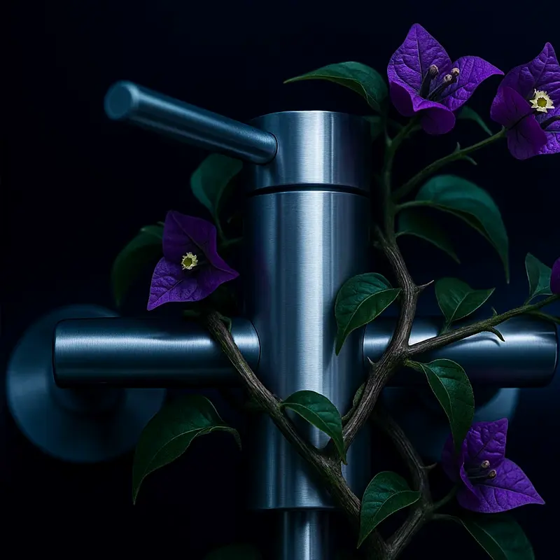 Rubinetto in acciaio inox naturale, realizzato con processi ecocompatibili.